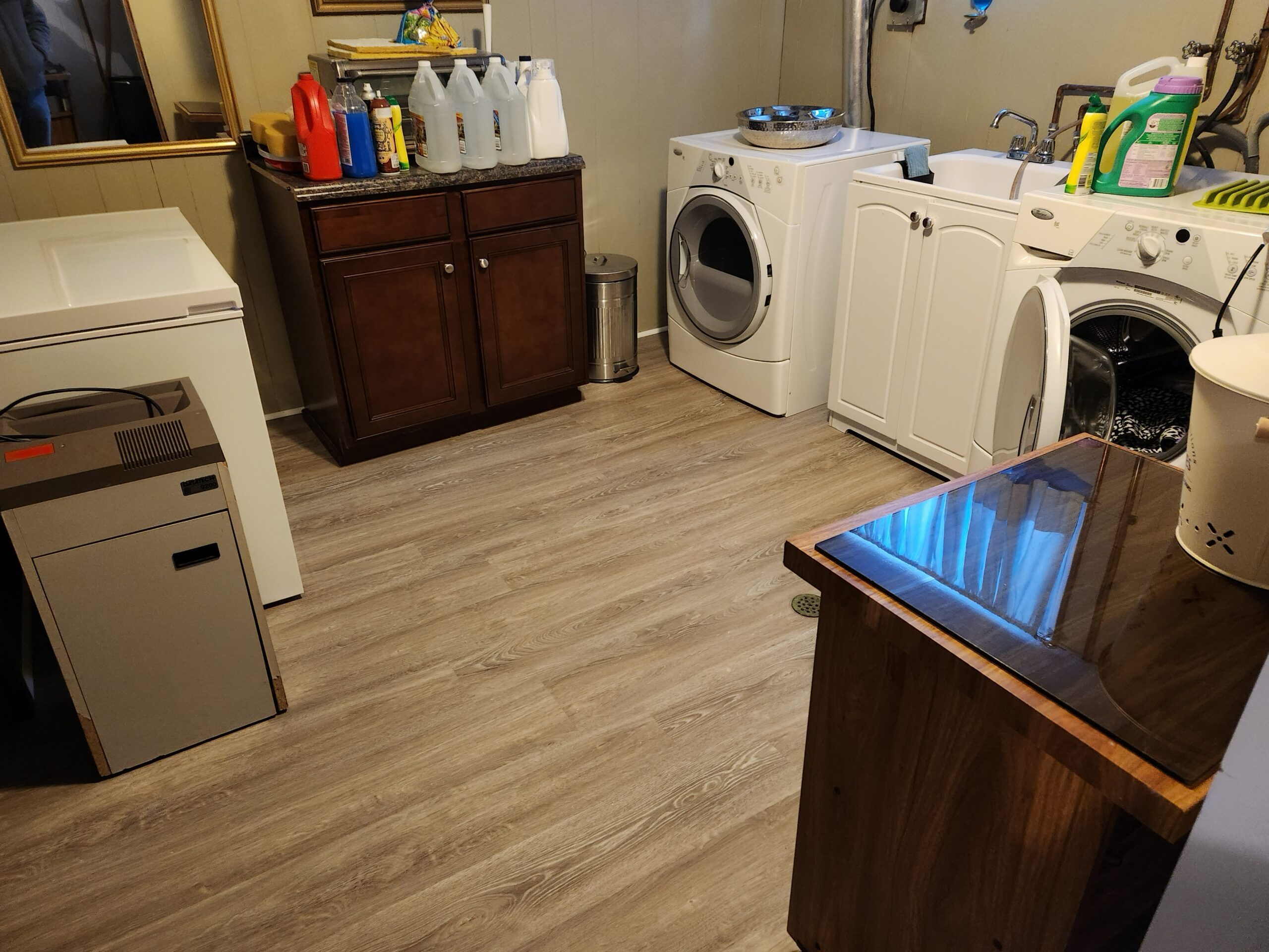 Laundry room with new flooring