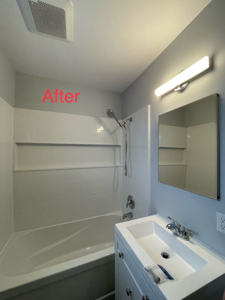 Bathroom renovation in Belleville Ontario with custom tile shower