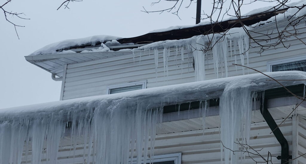 Ceiling water stain in Belleville home caused by ice dam