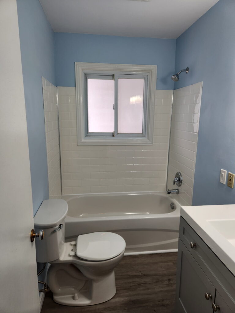 Tub and vanity installation during Trenton bathroom remodel