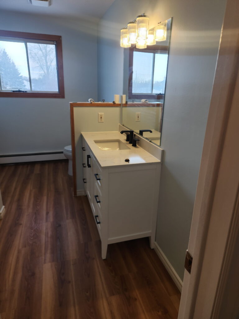 Interior renovation in Trenton with new vanity and flooring