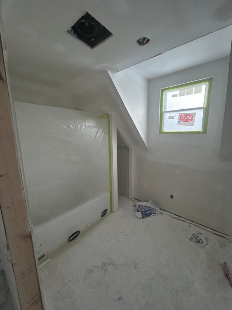 Bathroom Drywall installation during interior renovation in Belleville, Ontario