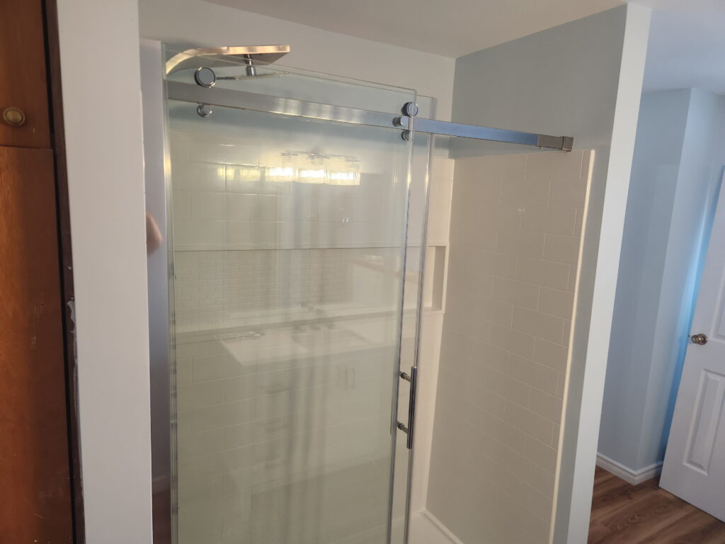 Modern shower panel installation in Quinte West bathroom remodel